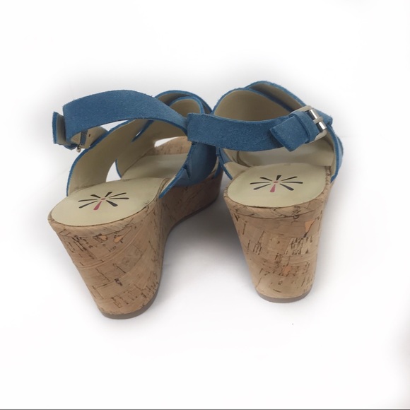 Isaac Mizrahi Live Wedge Peep Toe Sandals Bluew - Picture 4 of 9